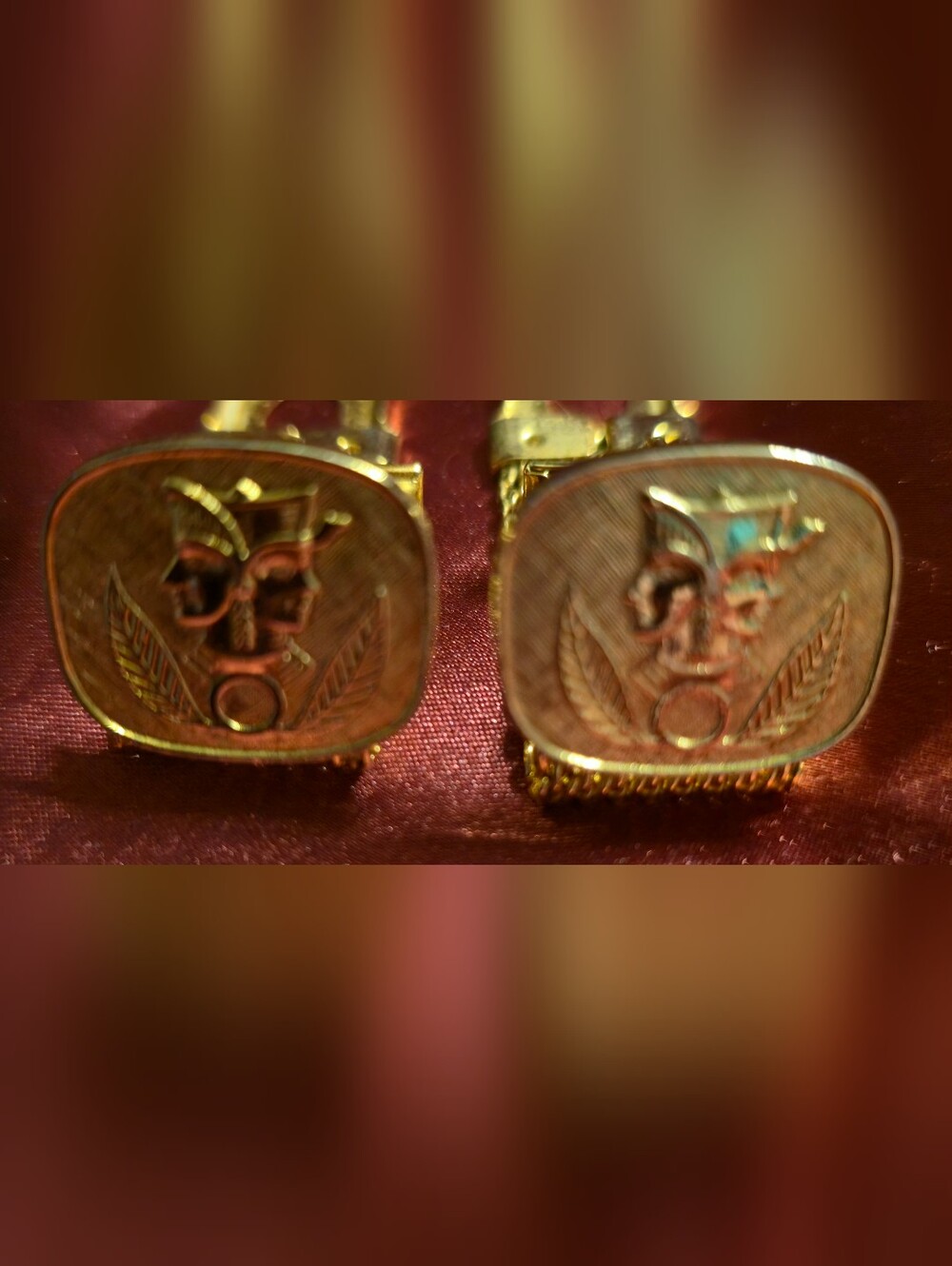 Mens Gold Egyptian Revival Wrap-around Cufflinks